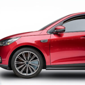 firefly generate an car image with color prusian red and it could we shining with facing at right si (1)