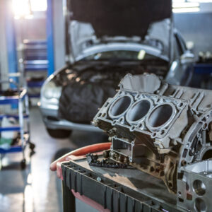 car parts in repair garage